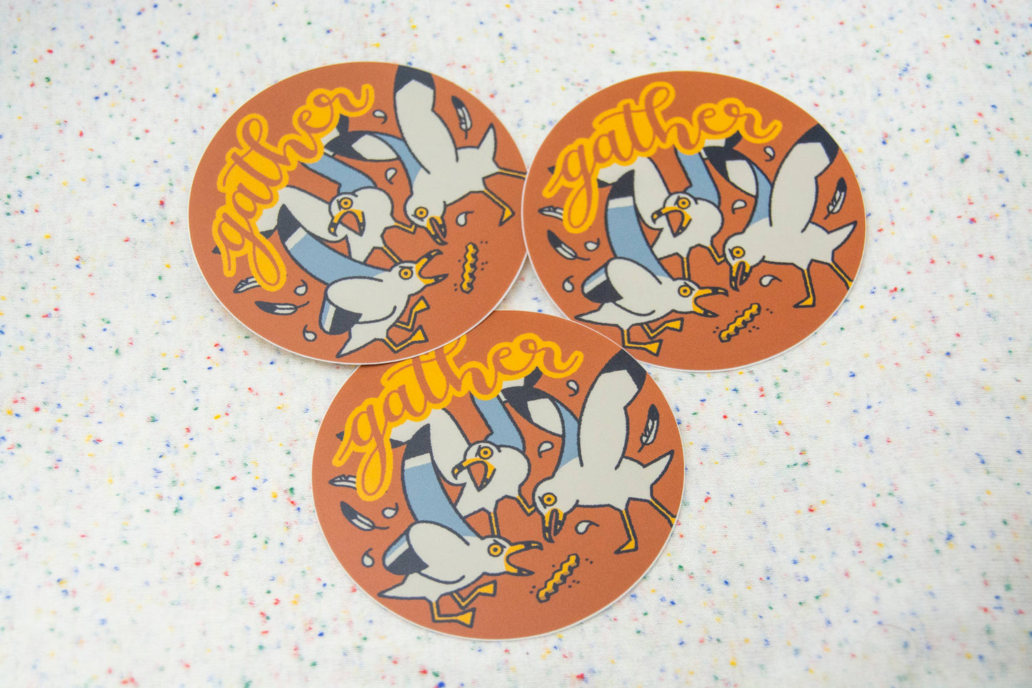 Gather Seagulls - 3" Vinyl Sticker