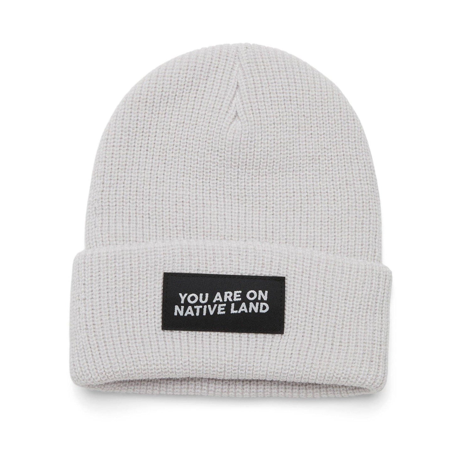'YOU ARE ON NATIVE LAND' Beanie in Grey