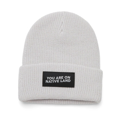 'YOU ARE ON NATIVE LAND' Beanie in Grey