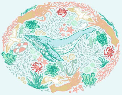 Whale Illustration Giclee Print 8x10"