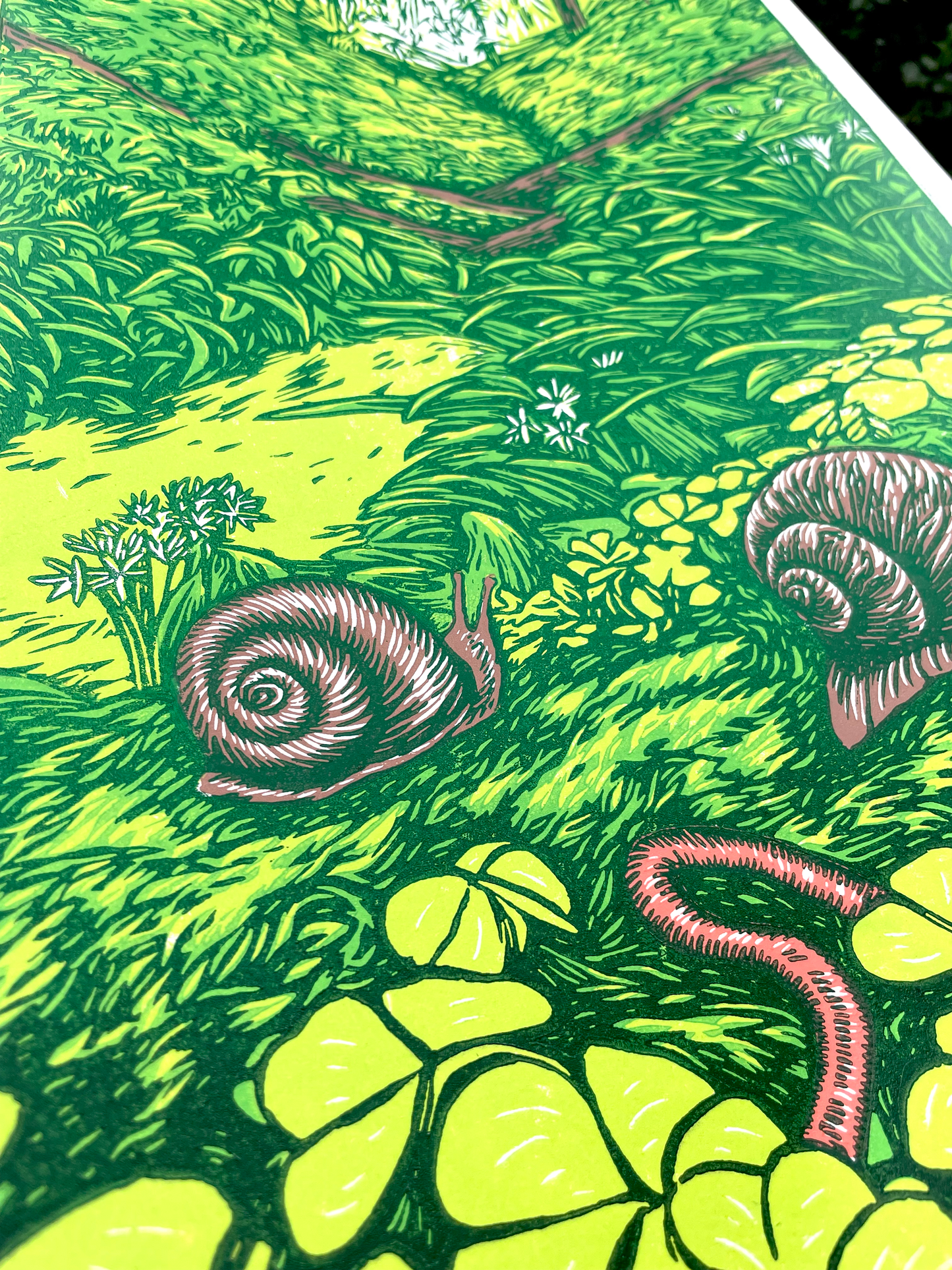 PNW Nature Linocut Print