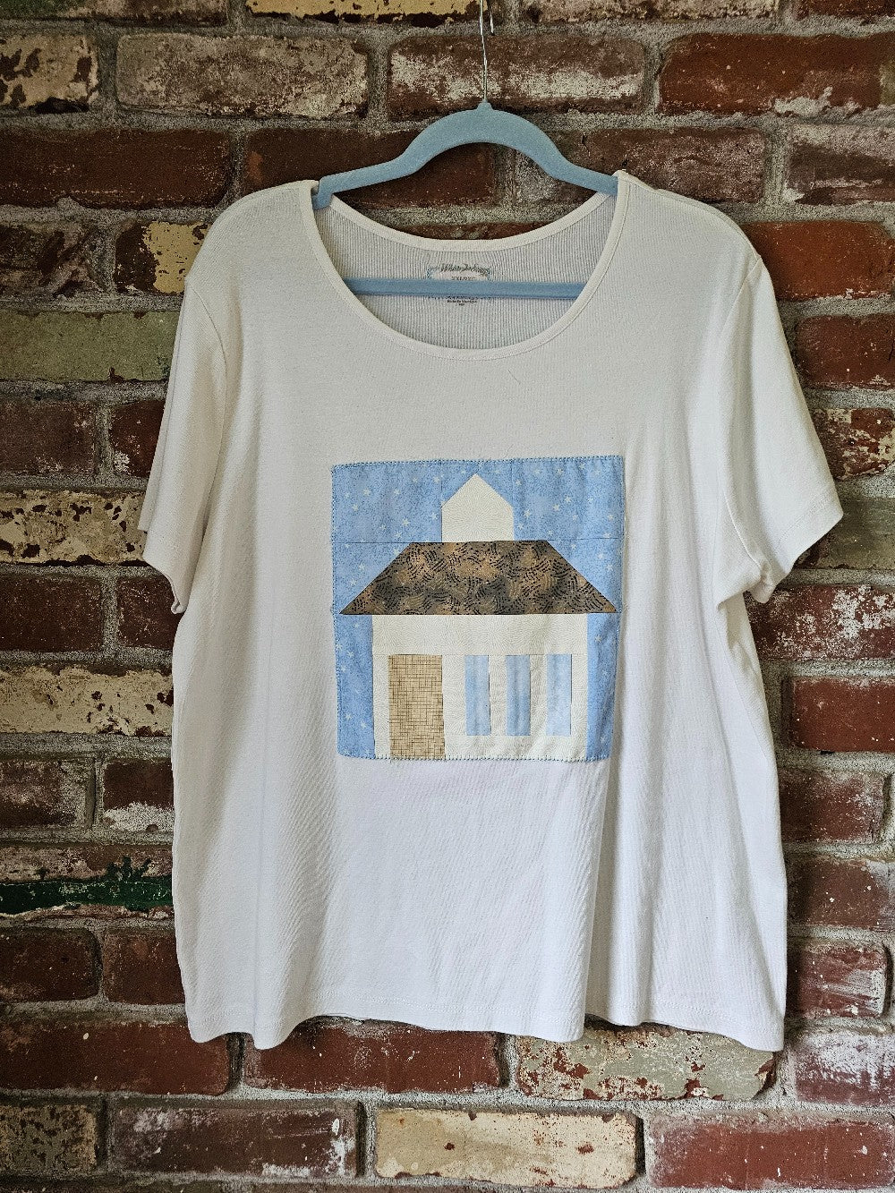 The "Maggie" Tee - Vintage White Stag Pastel Blue House Tee|12