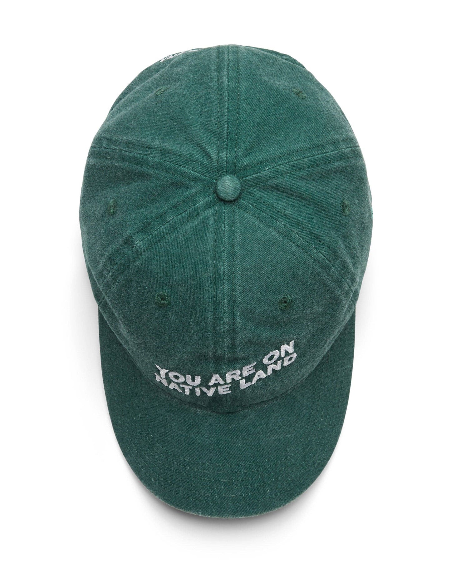 'YOU ARE ON NATIVE LAND' Dad Cap in Dark Green