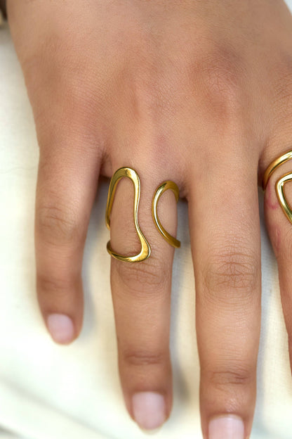 Side by Side Ring - 18K Gold Plated