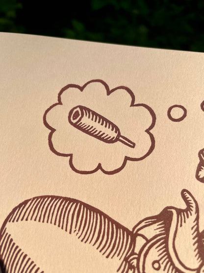 Corndog Cowgirl Linocut Print