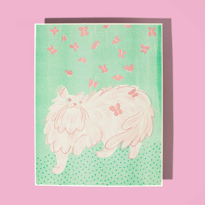 Butterfly Cat - Risograph Print