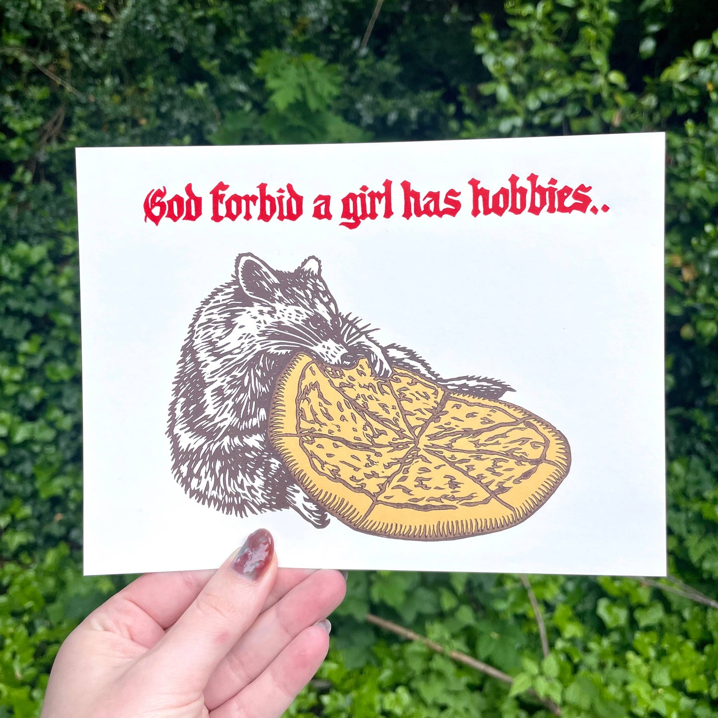 Raccoon Linocut Print