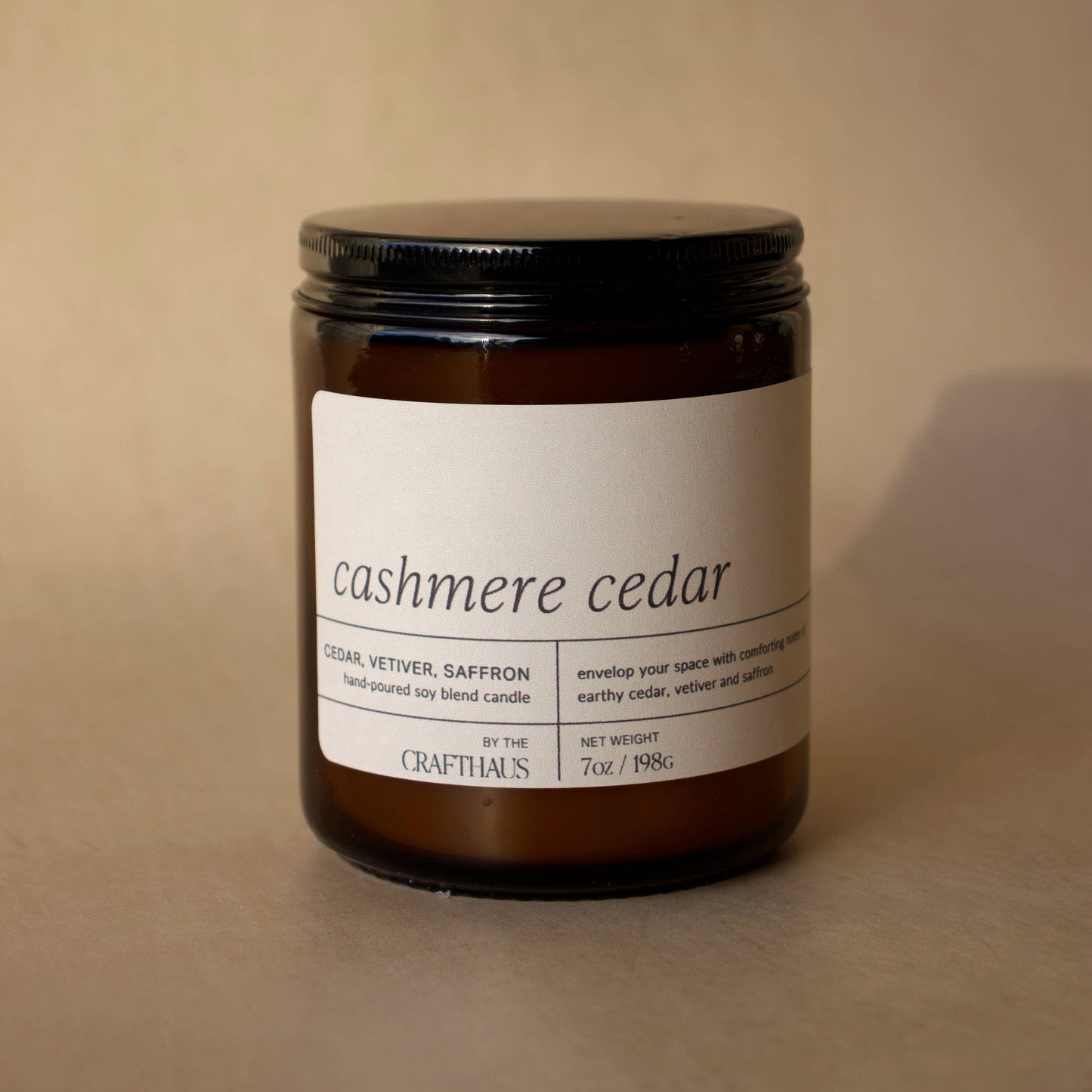 Cashmere Cedar - 7 oz. Amber Glass Soy Candle