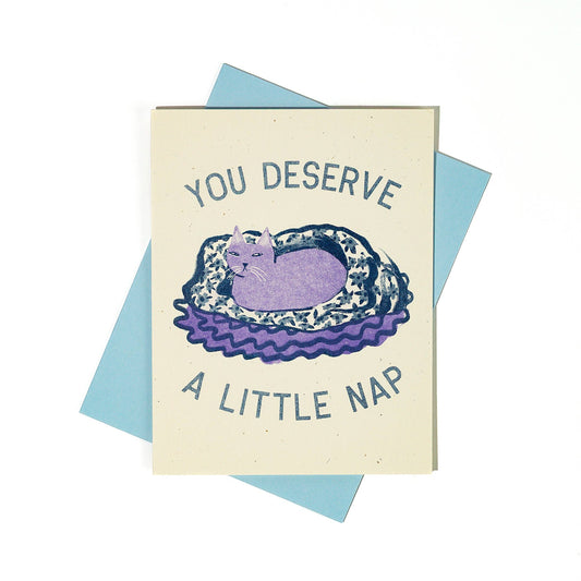 You Deserve a Little Nap Cat - Risograph Greeting Card