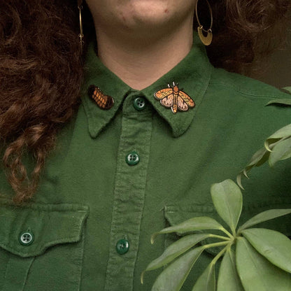 Isabella Tiger Moth Pin Set (woolly bear caterpillar)