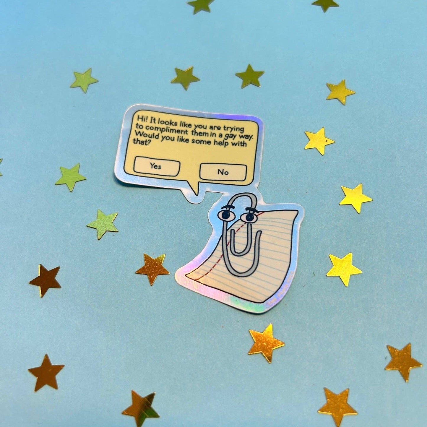 Gay Clippy Holographic Sticker