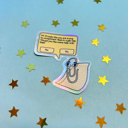 Gay Clippy Holographic Sticker