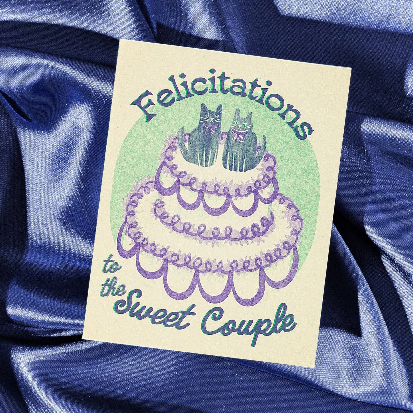 Felicitations to the Sweet Couple - Risograph Wedding Card