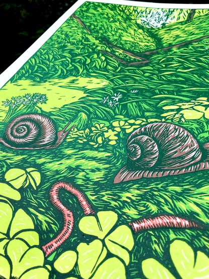 PNW Nature Linocut Print