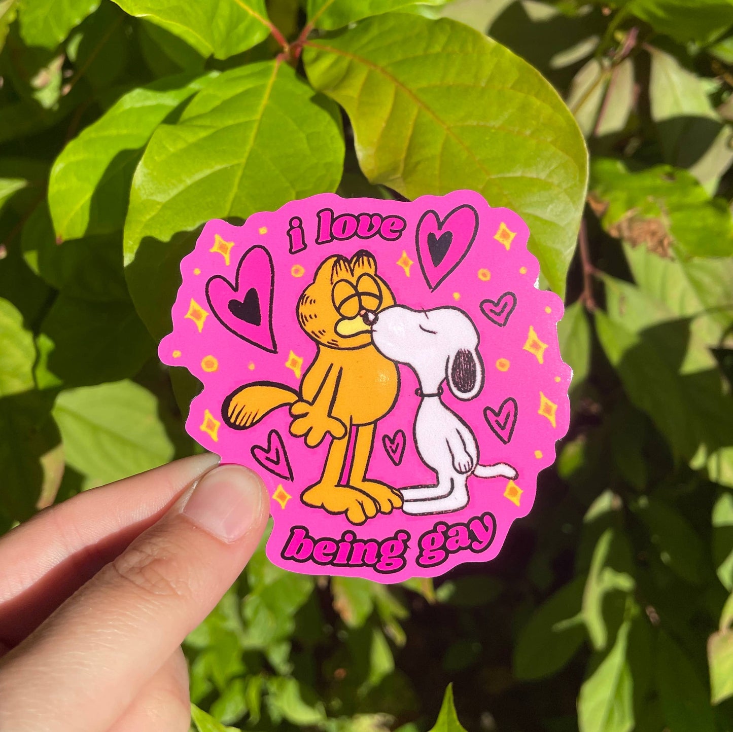 Gay Pride Sticker- Garf & Snoopy Kissing