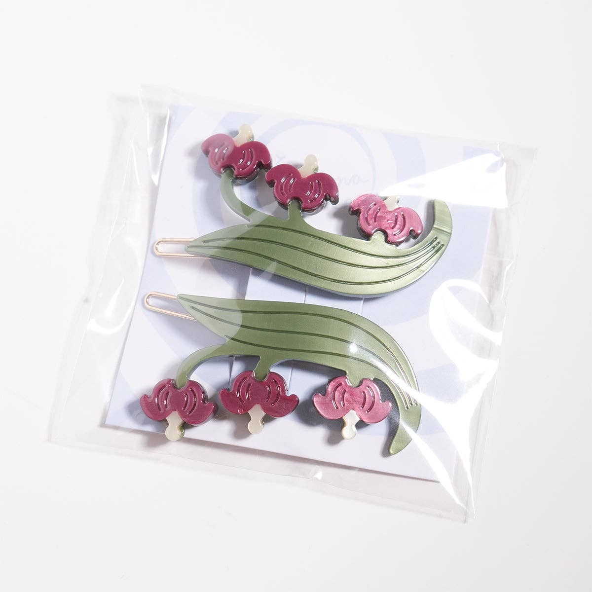 Bleeding Heart Barrette Set - Acetate Red Flower Hair Clips