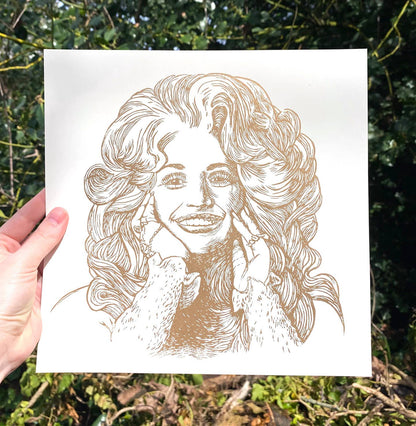 Dolly Parton Linocut Print