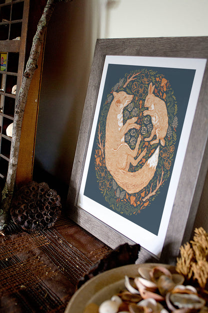 Fox and Hare Giclee Print  8x10"