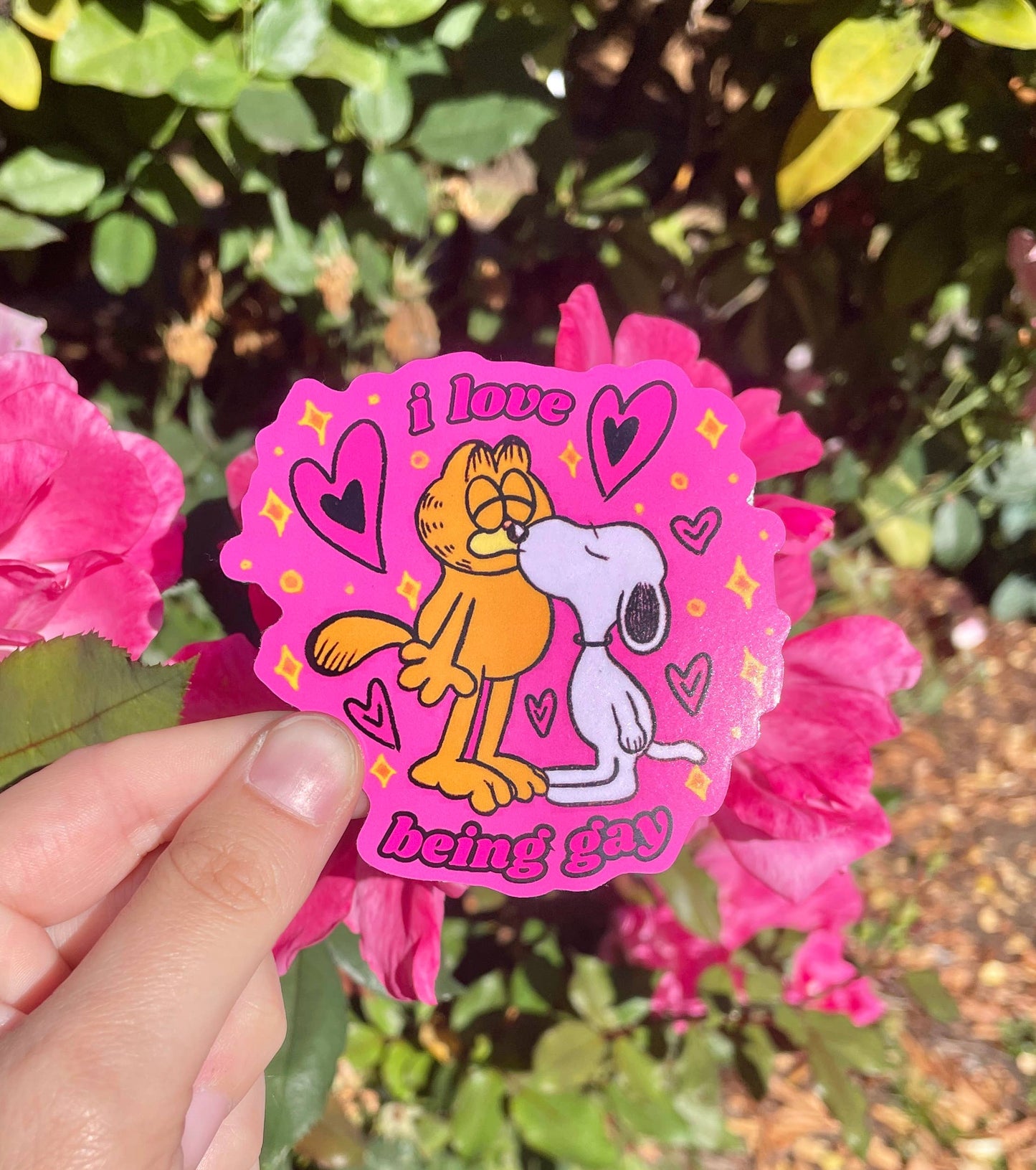 Gay Pride Sticker- Garf & Snoopy Kissing