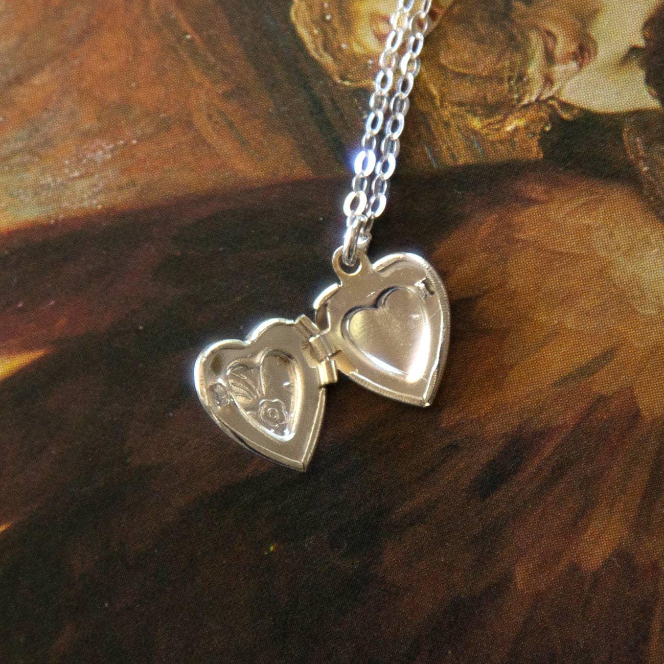 Vintage Tiny Silver Heart Locket Necklace