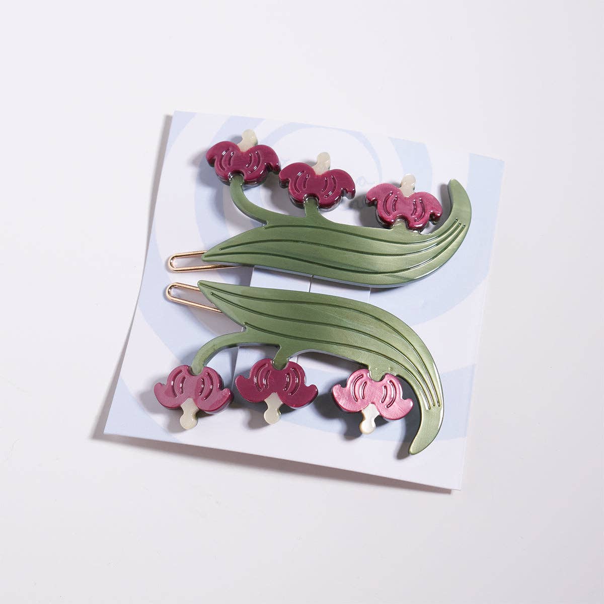 Bleeding Heart Barrette Set - Acetate Red Flower Hair Clips