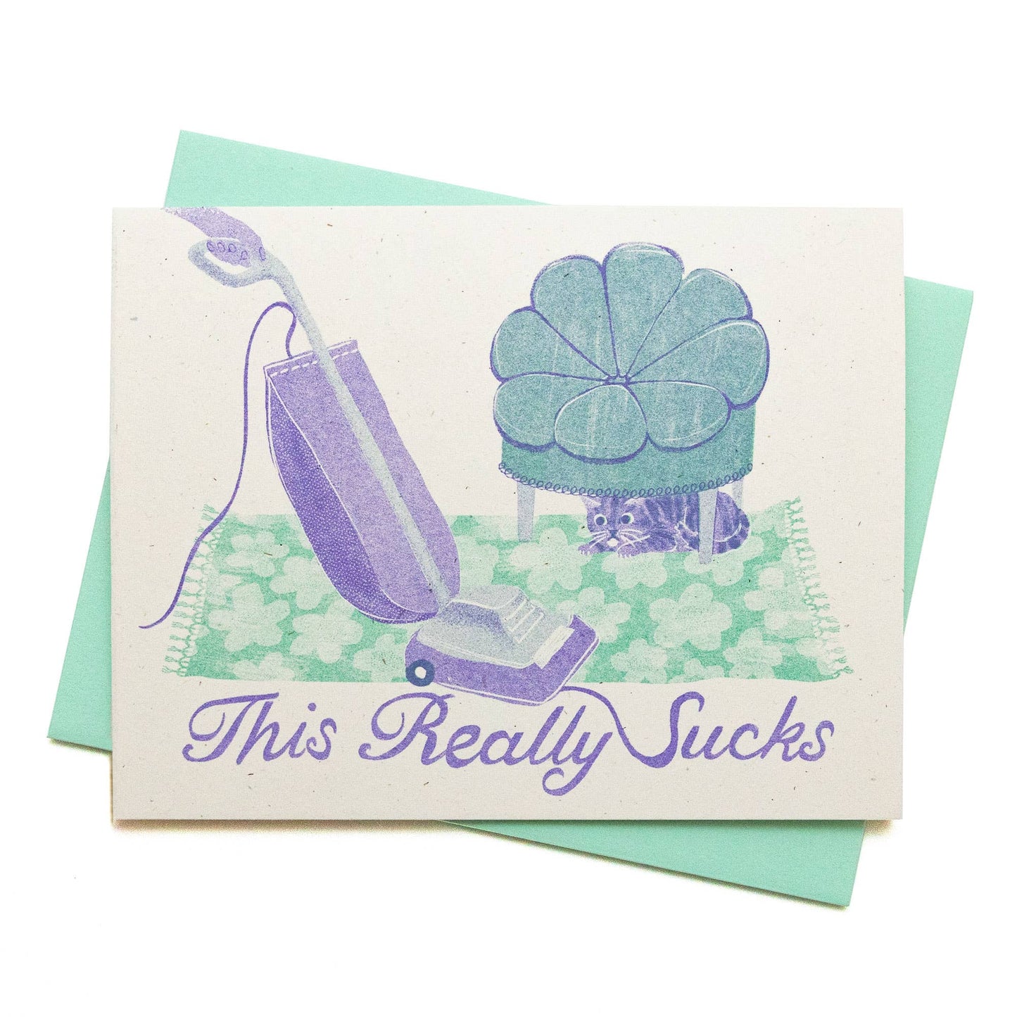 This Really Sucks Cat - Risograph Greeting Card