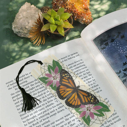 Monarch & Milkweed Wood Bookmark with Tassel