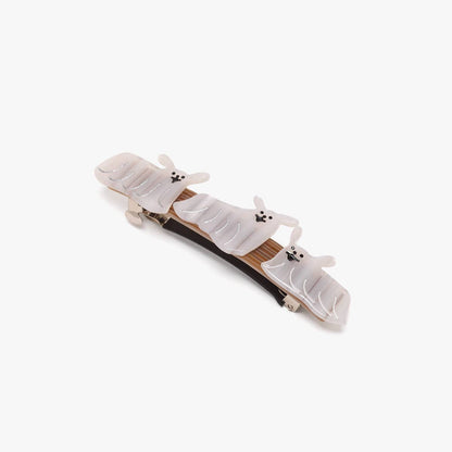 Floof French Barrette - Cute Acetate White Dogs Hair Clip