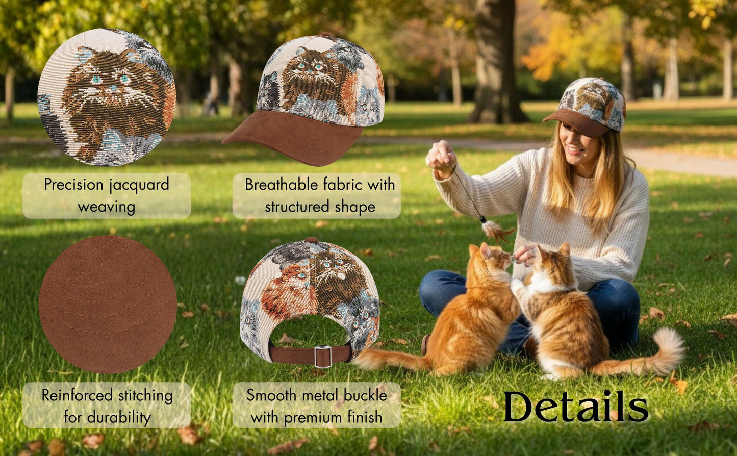Jacquard Cat Tapestry Baseball Cap