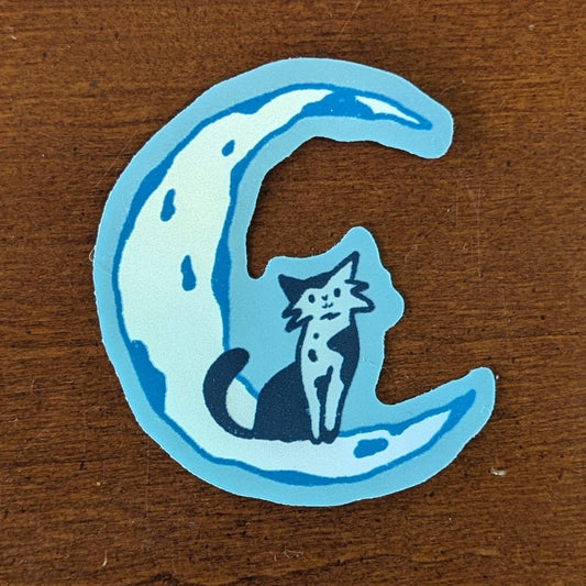 Vaporwave moon cat sticker