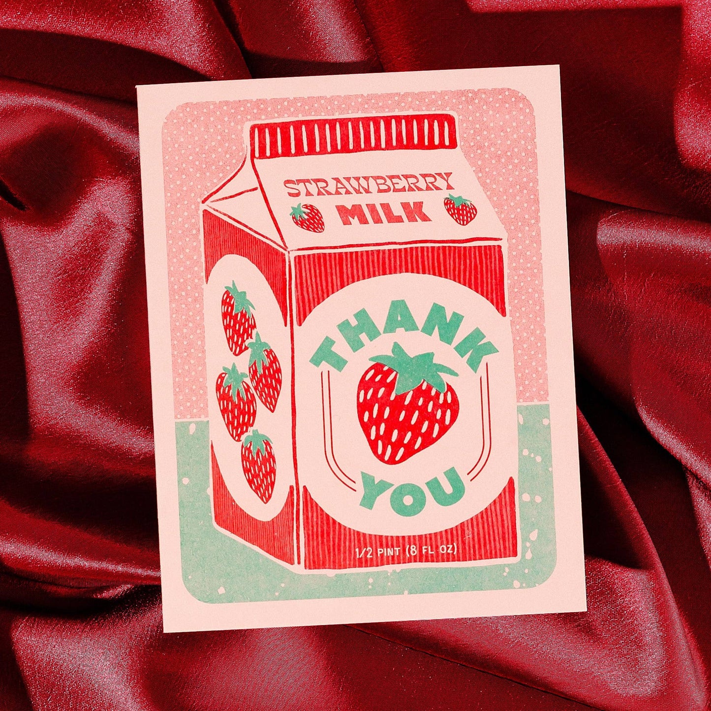Strawberry Milk Thank You - Risograph Card
