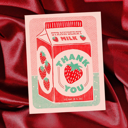 Strawberry Milk Thank You - Risograph Card
