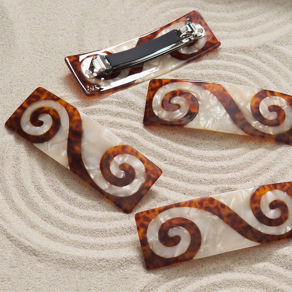 Twin Spiral French Barrette Tortoise - Acetate Hair Clip