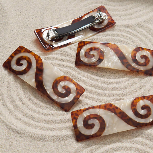 Twin Spiral French Barrette Tortoise - Acetate Hair Clip