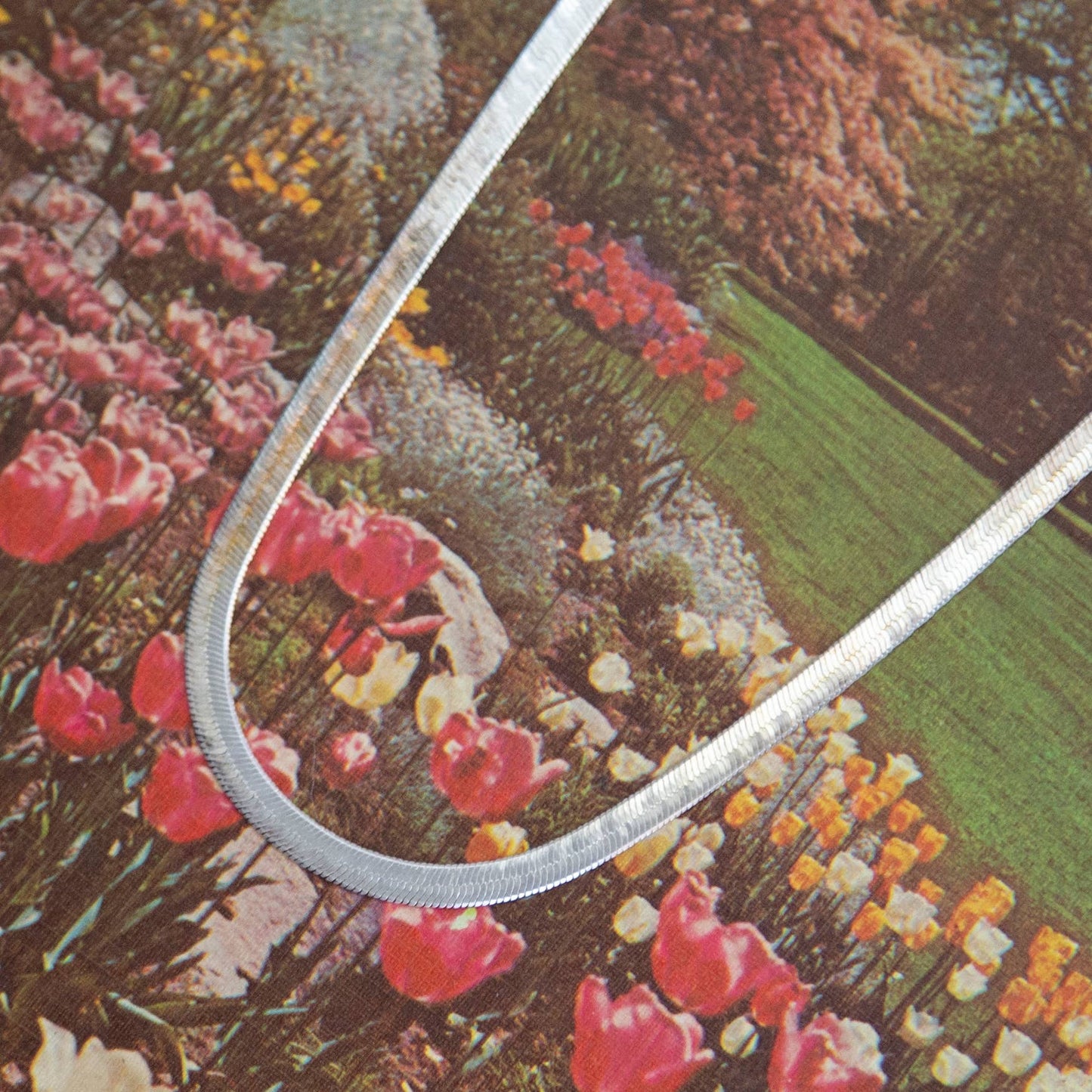 Vintage Flat Silver Snake Chain Necklace