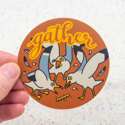 Gather Seagulls - 3" Vinyl Sticker