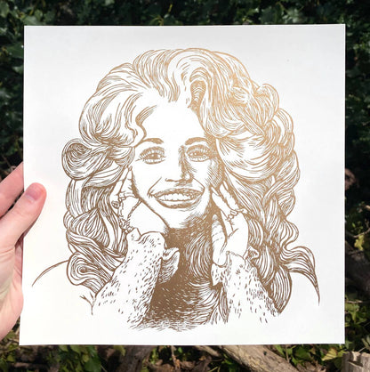 Dolly Parton Linocut Print