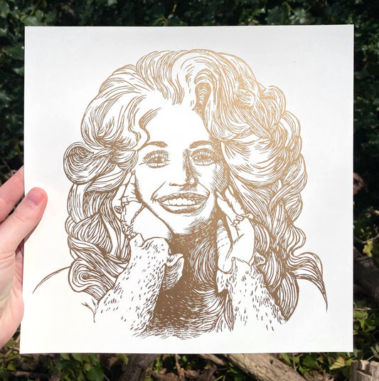 Dolly Parton Linocut Print