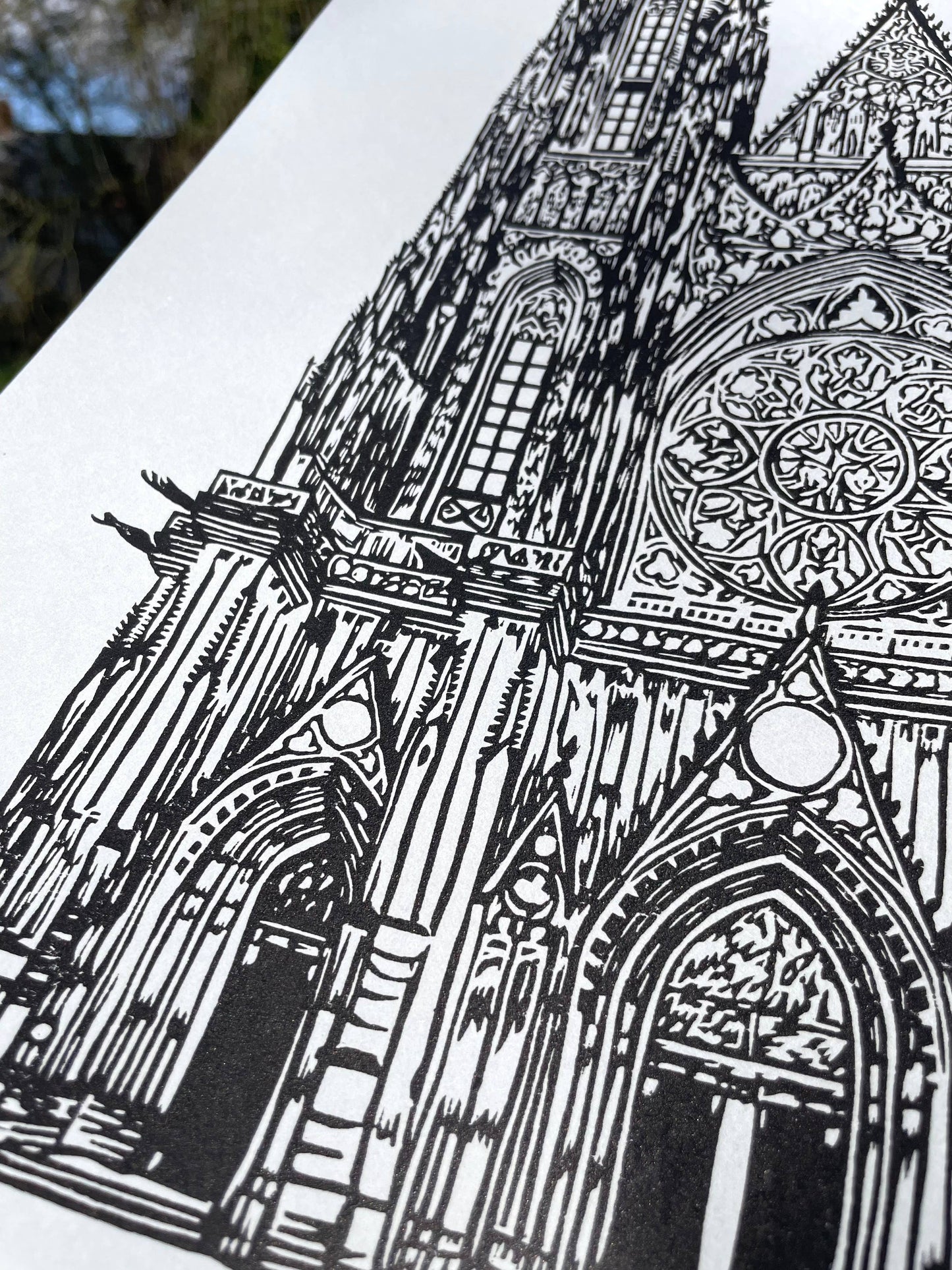 Gothic Cathedral Linocut Print