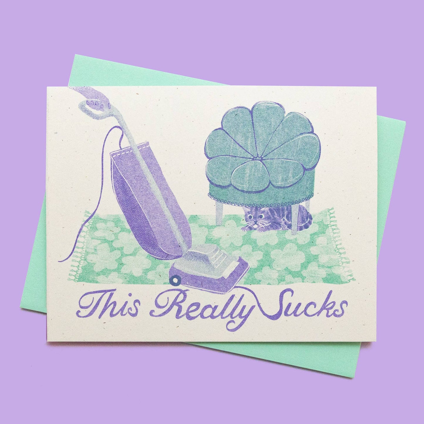 This Really Sucks Cat - Risograph Greeting Card