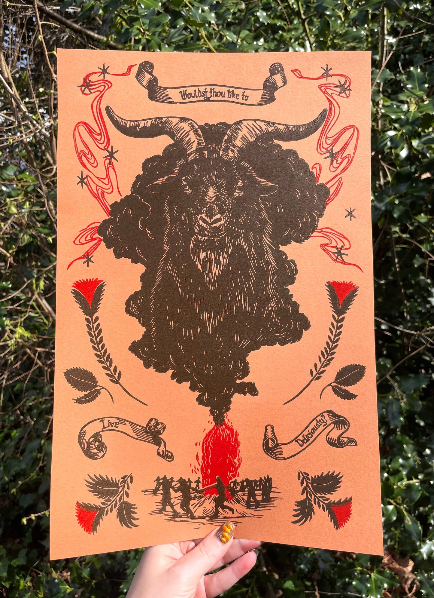 Black Phillip Linocut Print
