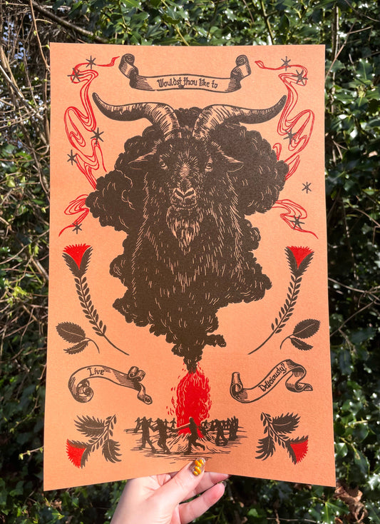Black Phillip Linocut Print