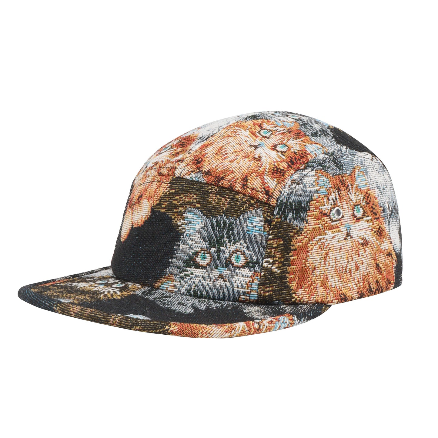 Cat Jacquard 5 Panel Hat Camp Cap