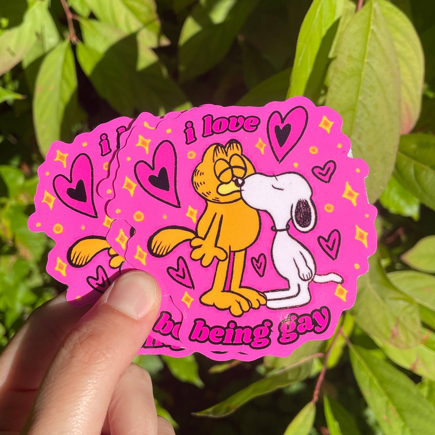Gay Pride Sticker- Garf & Snoopy Kissing