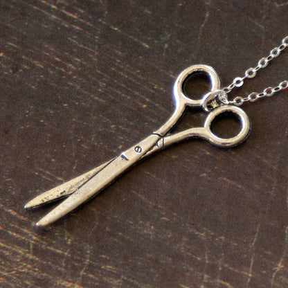Vintage Silver Scissors Charm Necklace