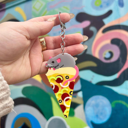 Pizza Rat Keychain