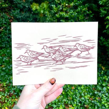 Sanderling Linocut Print