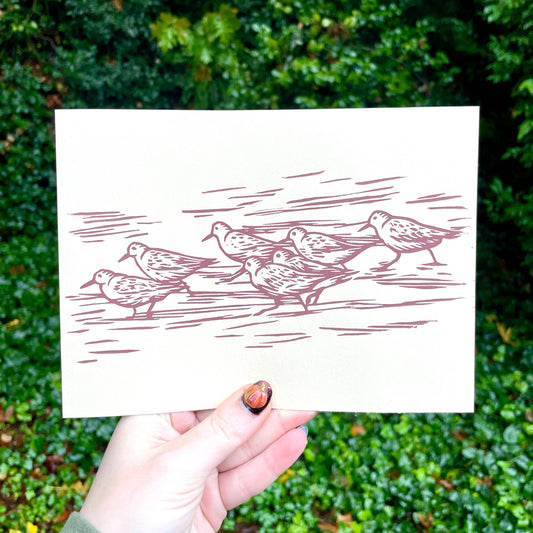 Sanderling Linocut Print