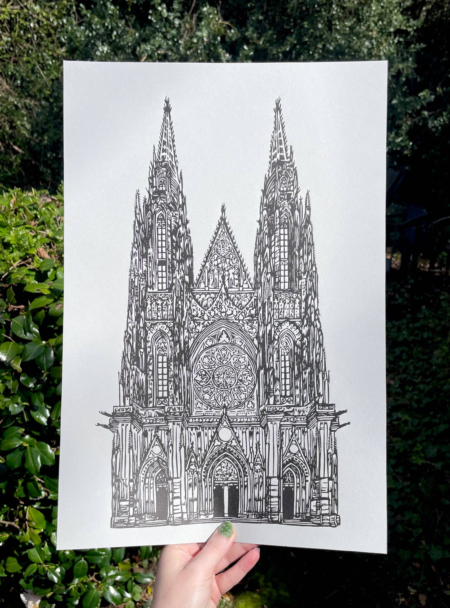 Gothic Cathedral Linocut Print