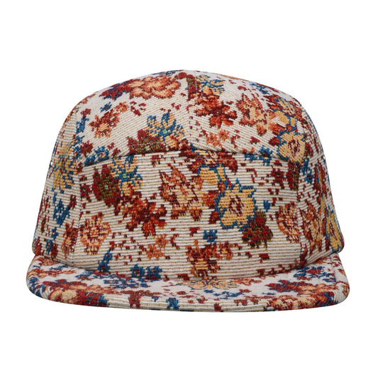 Floral Jacquard 5 Panel Hat Camp Cap